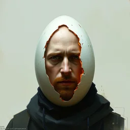 a portrait of an egg with edward norton's face, concept art by greg rutkowski, artgerm and ruan jia