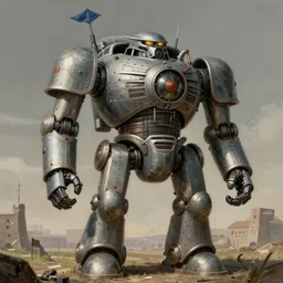 (((((1950s huge steam engine mecha robot mechwarrior battletech gundam . muted colors.))))) by Jean-Baptiste Monge !!!!!!!!!!!!!!!!!!!!!!!!!!!