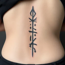 , tribal runes lower back tattoo, simplistic