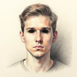 colored pencil sketch man with blank eyes, no face, uncanny, unsettling proportions, portrait, man staring, artstation, pencil sketch, shadowy
