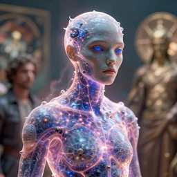 a hyper - realistic character concept art portrait of an antimatter being with an energy body, depth of field background, artstation, award - winning realistic sci - fi concept art by jim burns and greg rutkowski, beksinski, a realism masterpiece, james gilleard, bruegel, alphonse mucha, and yoshitaka amano.