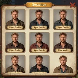 character selection screen, ryan gosling, in-game screenshot