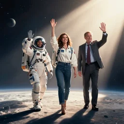 kim wexler and saul goodman waving goodbye and going for a space trip