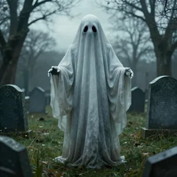 michael parkes photo - realistic render of a strange ghost in a graveyard