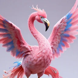 pink and blue flaming phoenix, character portrait, unreal engine 5, intricate, detailed, realistic, masterpiece