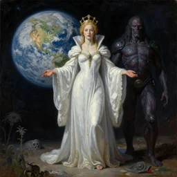 The queen of the planet Venus by Zdzislaw Beksinski, Jeffrey Smith and H.R. Giger, oil on canvas, 8k highly professionally detailed, trending on artstation