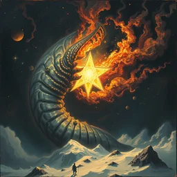 a cosmic worm eating a star. sense of dread, art by greg rutkowski and artgerm