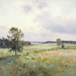 landscape by ryszard kasperek, watercolor,
