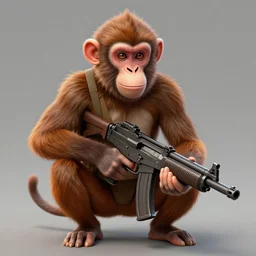 monkey with a machine gun, artstation, character concept art, hyper-realism, artstation