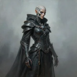 by tom bagshaw, ultra realist soft painting of sci fi universe of curiosities, single dollpunk warrior mutation wearing a full body gothic robe, partial symmetry accurate features, very intricate details, focus, curvy, award winning, ultra dense fog