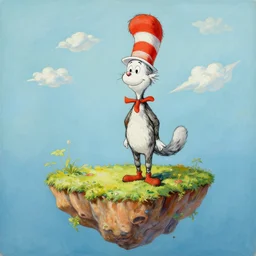 A levitating island in the style of Dr. Seuss, painting by Raphael Lacoste