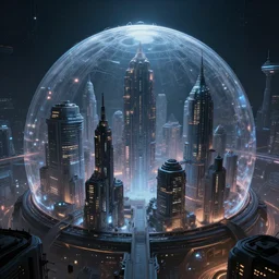 a cyberpunk space station metropolis with an artificial biodome, trending on Artstation