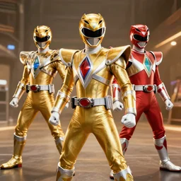 Golden coated power rangers epic final battle movie still photograph