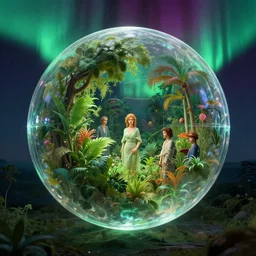 self illuminated sphere, transparent clear see - through image of lush botany, aurora spaceship environment, ultra realistic, concept art, photorealistic, octane render, 8 k, unreal engine. art by gustave dore and nori inoguchi and sam kaplan and zachary goulko and christopher marley and artgerm and alphonse mucha