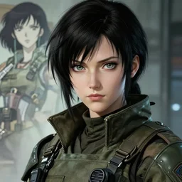 A beautiful dieselpunk woman in military fatigues || VERY VERY ANIME!!!, fine-face, realistic shaded Perfect face, fine details. Anime. realistic shaded lighting poster by Ilya Kuvshinov katsuhiro otomo ghost-in-the-shell, magali villeneuve, artgerm, Jeremy Lipkin and Michael Garmash and Rob Rey