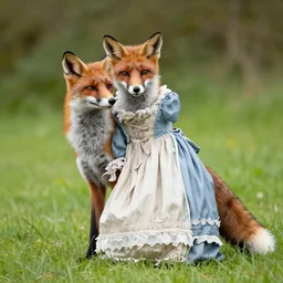 a fox in a victorian dress