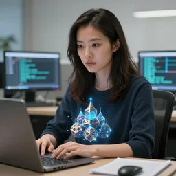 portrait of an engineer woman programming the samsara holy cluster, fine portrait, concept art, stunning, visionary, hyper realistic, detailed, by brecht evens, by jean delville, by francis bacon, by victo ngai