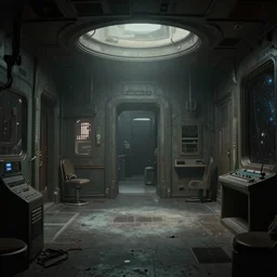 cassette futurism, cosmic horror, lonely interior rooms, liminal space, ultra detailed sci - fi interior, bleak future, ultra high detail render, harsh lighting, atmospheric haze, film. illustration by edward hopper, norman rockwell. film still, 1 6 mm cinematography