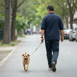 a man walking a dog