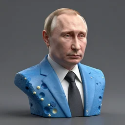 bust of putin made of blue cheese with cluster holes, trypophobia, octane render, unreal engine 5, fine details