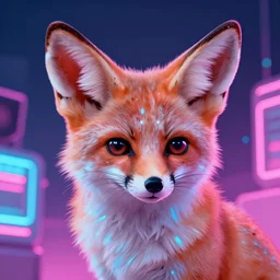 fennec fox, vaporwave, miami vice, pink and blue, beautiful glowing lights, stunning, highly detailed, digital painting. artstation. smooth. sharp focus. illustration. art by greg rutkowski and alphonse mucha