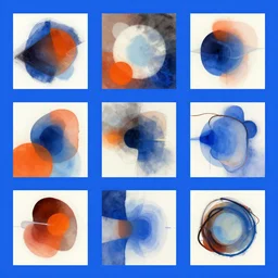 a collage of abstract images with a blue background, a visionary pop art painting by android jones, behance contest winner, psychedelic art, psychedelic, hypnotic, high detailed