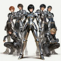 full body girl metal armor dynamic poses painting byby gaston bussiere, greg rutkowski, yoji shinkawa, tsutomu nihei, tim hildebrandt, adolphe bouguerea beautiful lighting, sharp, details, hyper detailed, hd, 8 k
