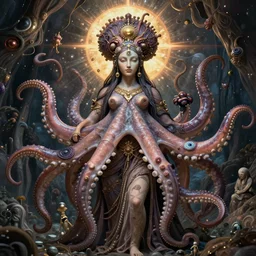 symmetry! a detailed clothed portrait of the goddess yemoja using symbiotic octopus technology, unreal engine, fantasy art by greg rutkowski, loish, rhads, ferdinand knab, makoto shinkai and lois van baarle, ilya kuvshinov, rossdraws, tom bagshaw, caustics!!, detailed and intricate environment
