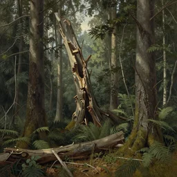 'nature painting of a fractured forest, trending on ArtStation. Extremely detailed and intricate art by Albert Bierstadt!'