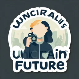uncertain future. sticker design by award - winning illustrator, vector art, muted palette