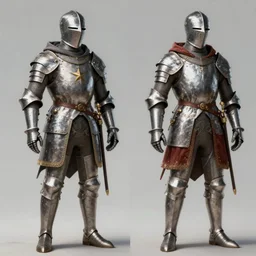 different views of medieval knights, concept art by senior character artist, trending on artstation, full body character design, hyperdetailed render
