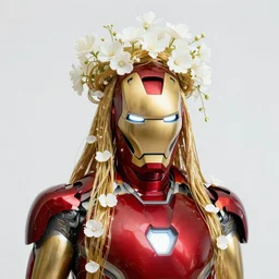 hyperrealist portrait of a 2 0 4 4 space sport ironman, it is decorated with long gold wires and white flowers that fall like vines and wears a huge computer crown. by jeremy mann and alphonse mucha, fantasy art, photo realistic, dynamic lighting, artstation, poster, volumetric lighting, dramatic light, very detailed faces, 8 k, award winning