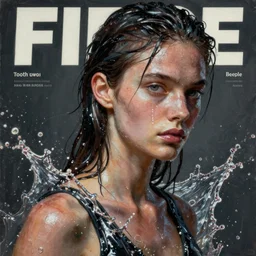 fierce wet fashion model, splash, sweat skin, liquid metal, poster art, high detail, intricate oil painting, deep mood, hyperrealism, 3 d, by tooth wu and wlop and beeple and greg rutkowski, uncropped