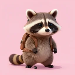 steampunk racoon, 4k digital Illustration, pink background