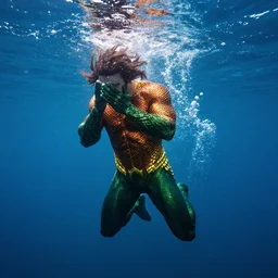 aquaman in emotional movement, underwater photography and light scattering, water refractions turned out impressive imho,