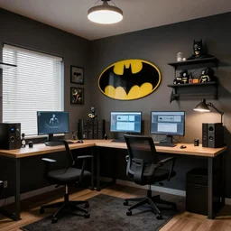 batman themed study room, room design,