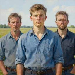 portrait of a handsome young ohio farmer art by odd nerdrum and denys tsiperko and bogdan rezunenko, hyperrealism