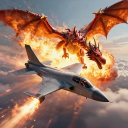 2 0 2 2 photo of f - 2 2 dogfighting a fire dragon, exploding missiles, magic realism, smooth, sharp focus, 4 k ultra hd