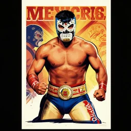 poster of mexican old fighter, lucha libre, style poster illustration, by peter gric