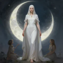 pale priestess of the sacral moon full body portrait highly detailed, digital painting, artstation, concept art, smooth and sharp focus, illustration, art by tian zi and wlop and alphonse mucha