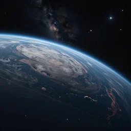cinematic surface of an alien planet under a starfield, concept art trending on artstation,
