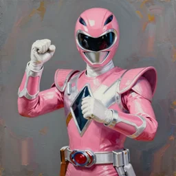 anime pink power ranger, intricate oil painting by greg rutkowski, trending on artstation