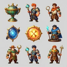 set of magic items , game asset of six different magic items and rpg items by Stanley Artgerm Lau, game pack, assets, WLOP, Rossdraws, James Jean, Andrei Riabovitchev, Marc Simonetti, and Sakimichan, tranding on artstation , assets