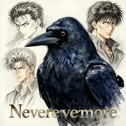 portrait, Quote the Raven Nevermore, watercolor, dramatic lighting, cinematic, establishing shot, extremely high detail, foto realistic, cinematic lighting, pen and ink, intricate line drawings, by Yoshitaka Amano, Ruan Jia, Kentaro Miura, Artgerm, post processed, concept art, artstation, matte painting, style by eddie mendoza, raphael lacoste, alex ross