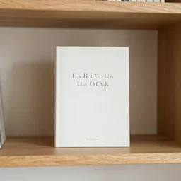 a book on a wood shelf