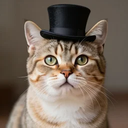 a highly detailed portrait of a cute kitty cat wearing a little top hat, cute, adorable, wholesome, highly detailed, 4 k, 8 k, photorealistic