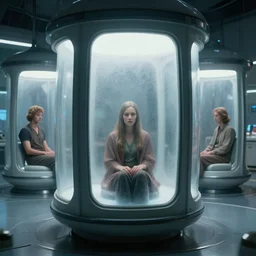 epic professional digital art of people in futuristic suspended animation chambers with frosted windows from alien ( 1 9 7 9 ) movie, hamish frater, jim burns, hd, 4 k