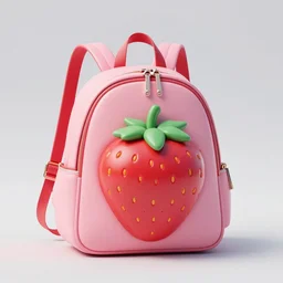 a cool backpack in strawberry fruit shape, digital art, artgem, octane render, artstation, hasselblad photo, 4 k resolution, fashion design, product photo