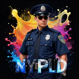 nypd splash art graphic design color splash high contrasting art, fantasy, highly detailed, art by greg rutkowski