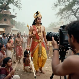 an epic cinematic scene from Ramayan, photograph by Gregory Crewdson, shot on Phase-One large format film camera, trending on Flickr, detailed, 8K, HDR, HD,